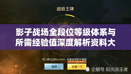 影子战场全段位等级体系与所需经验值深度解析资料大全